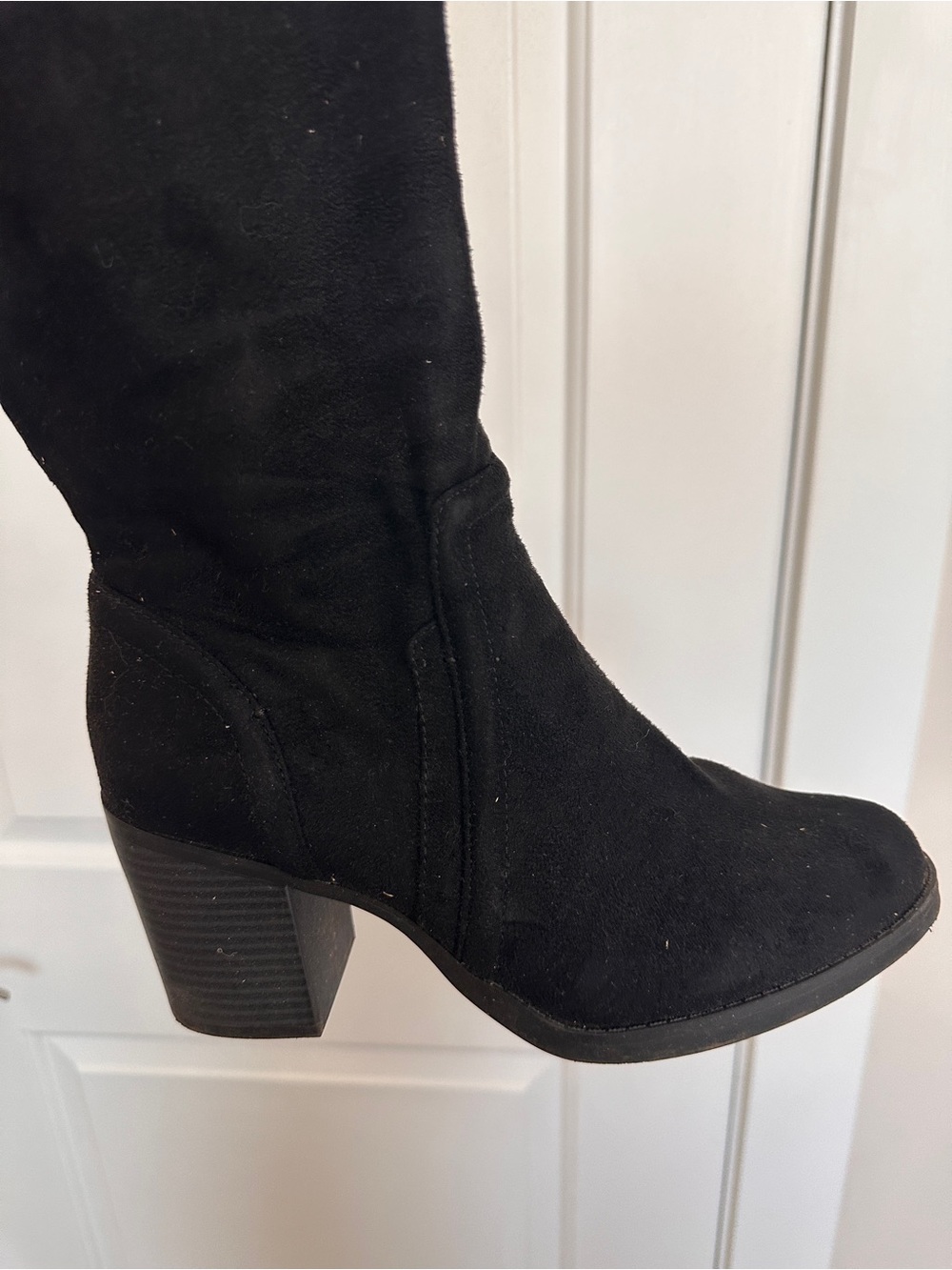 Sugar Black Suede Block-Heel Mid-Calf Boot size 9